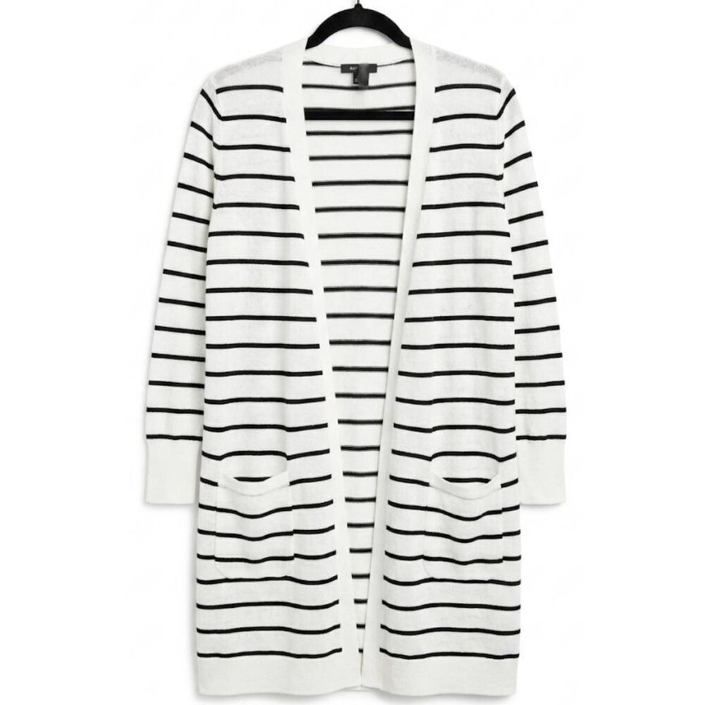 Halogen womens medium linen viscose black white cardigan spring summer